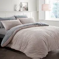 Single Plush Cord Duvet Set - Blush, Teddy Fleece