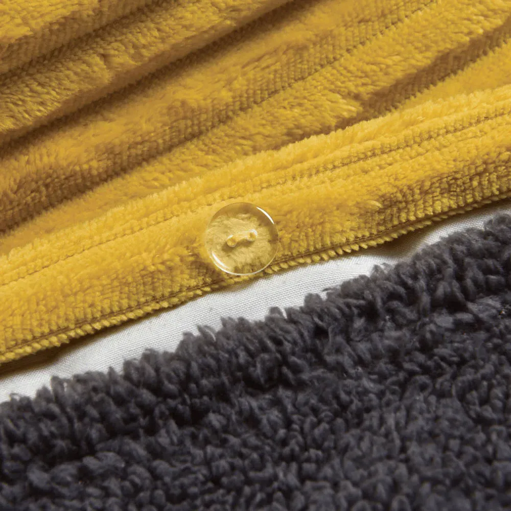 Single Plush Cord Duvet Set - Ochre, Teddy Fleece