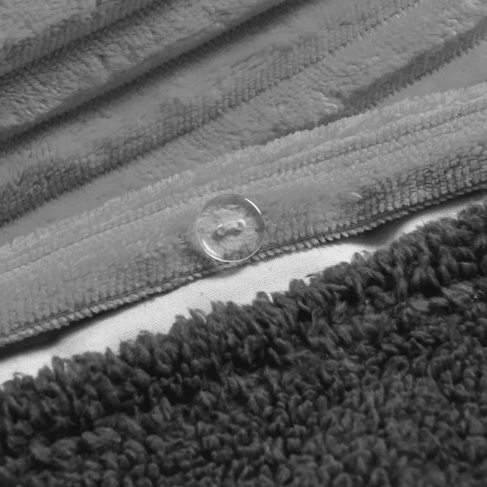 Single Plush Cord Duvet Set - Silver, Teddy Fleece
