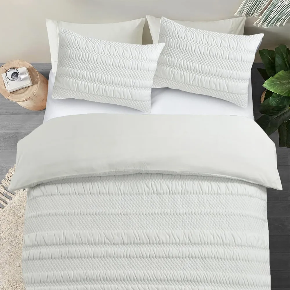 Single Saville Duvet Set - White