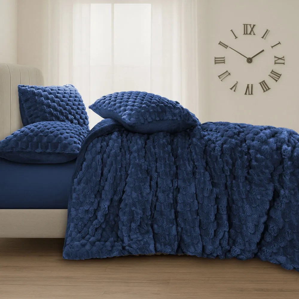 Single Size Chunky Popcorn Duvet Set - Navy