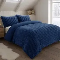 Single Size Chunky Popcorn Duvet Set - Navy