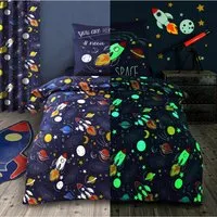 Single Space Glow In Dark Duvet Set - Blue