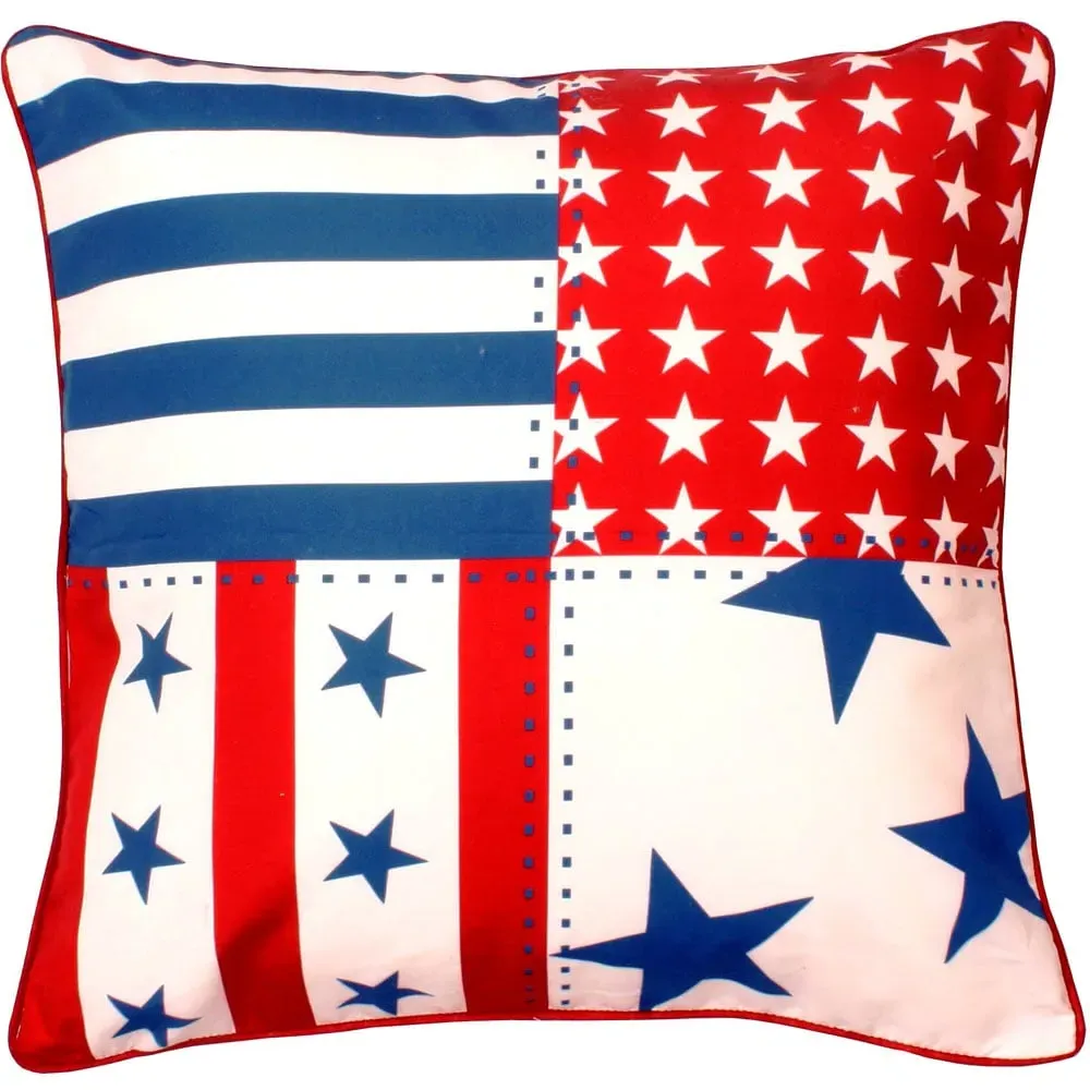 Star and Stripe Printed Filled Cushion 43x43cm 2 Pack image
