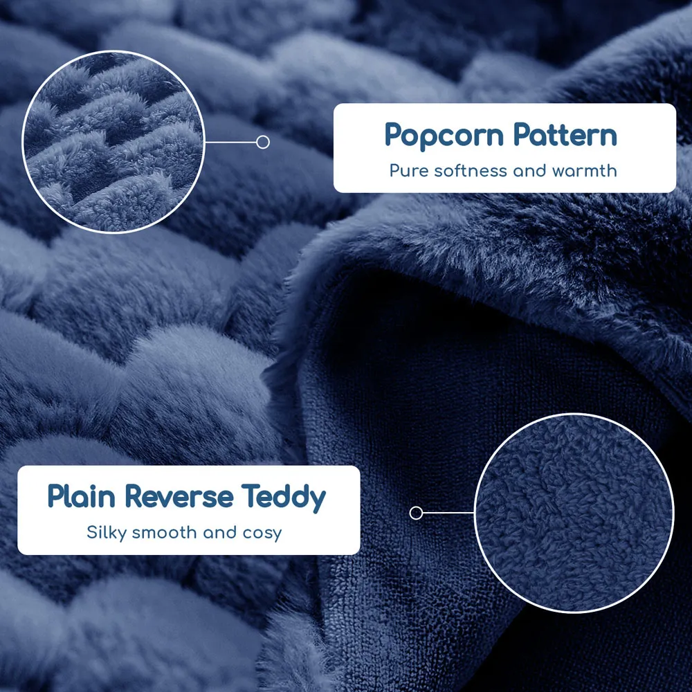 Super King Size Chunky Popcorn Duvet Set - Navy