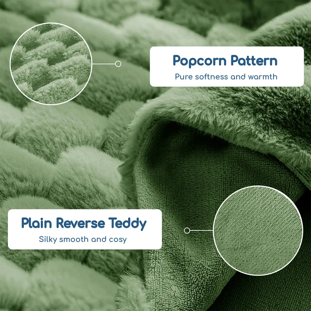 Super King Size Chunky Popcorn Fitted Sheet - Olive