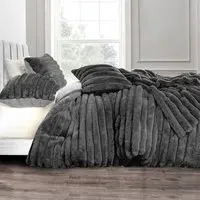 Super King Size Jumbo Cord Duvet Set - Charcoal