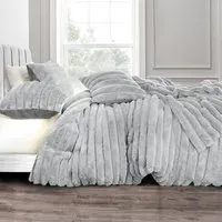 Super King Size Jumbo Cord Duvet Set - Silver