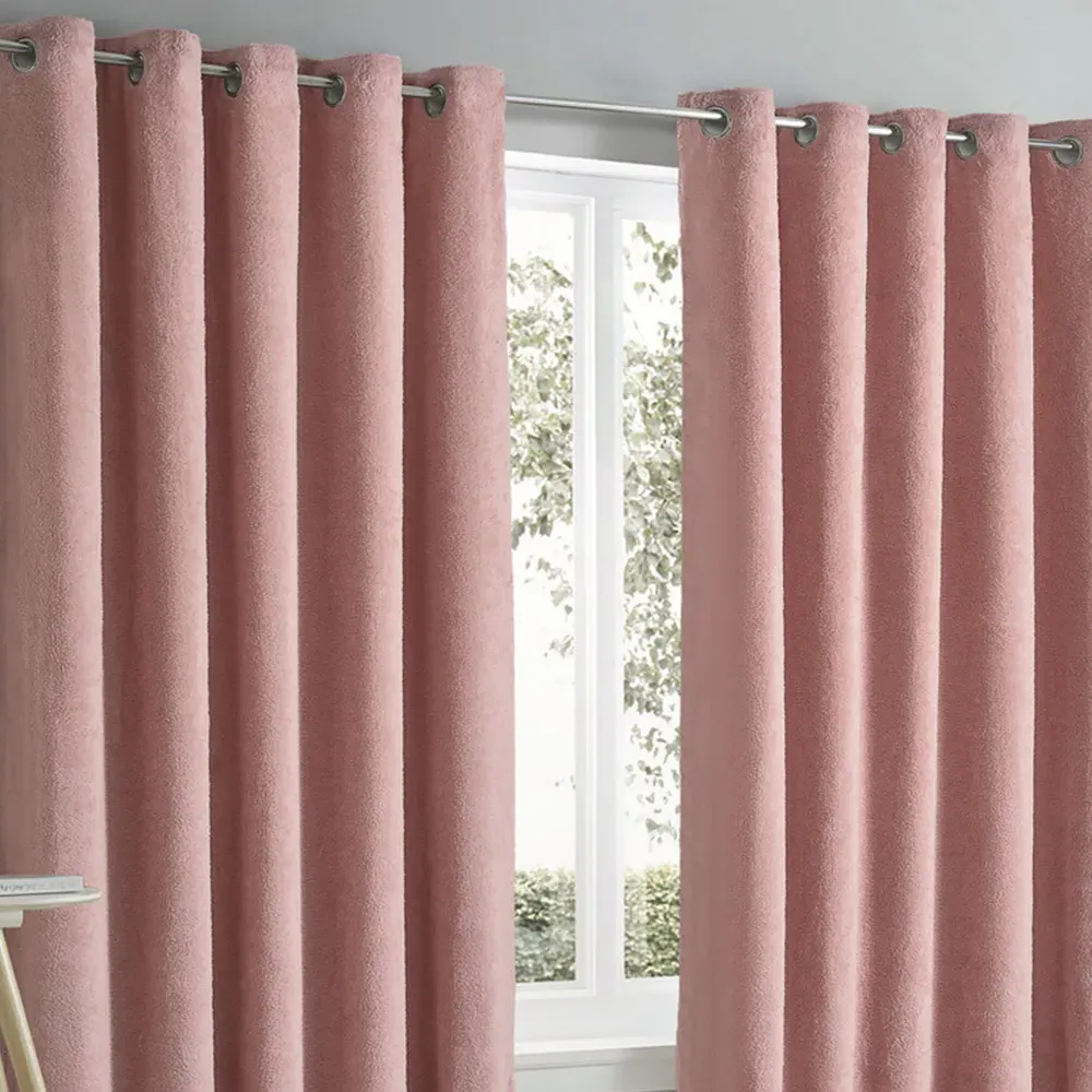 Teddy Eyelet Curtains - Blush, Fleece