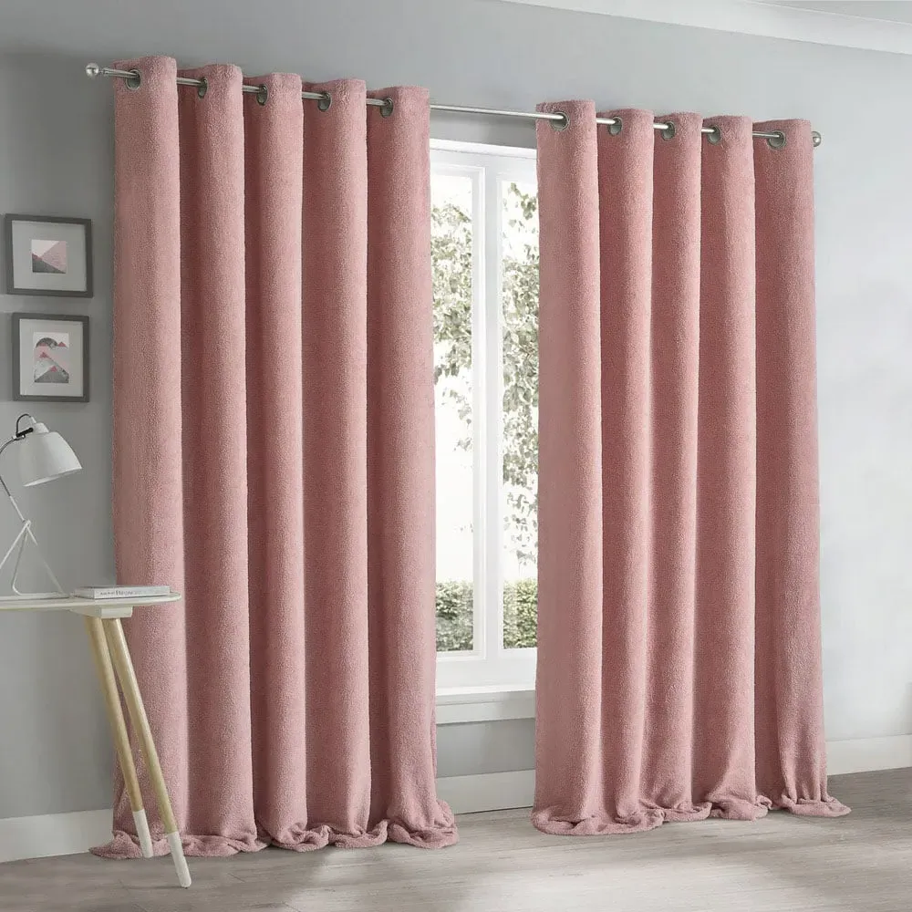 Teddy Eyelet Curtains - Blush, Fleece