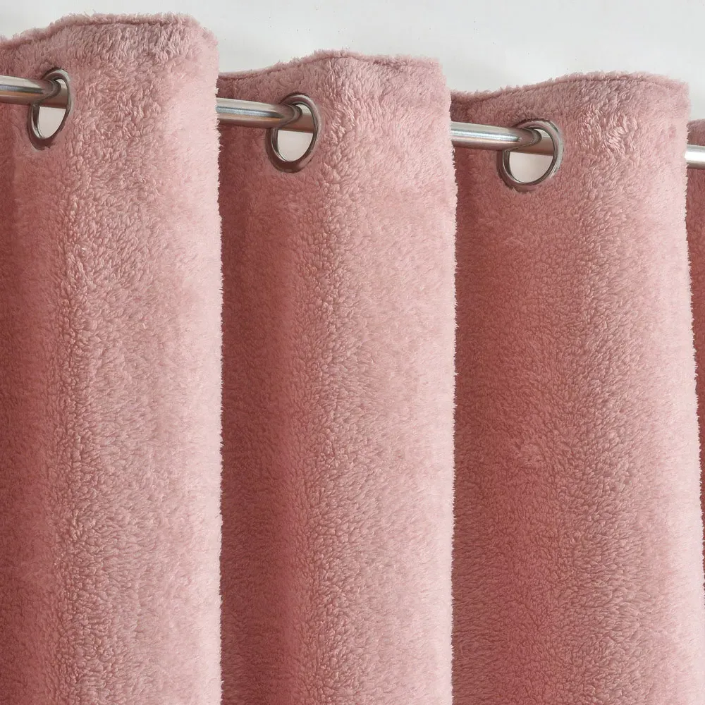 Teddy Eyelet Curtains - Pink, Fleece