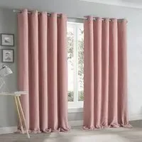 Teddy Eyelet Curtains - Pink, Fleece