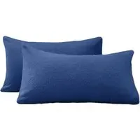 Teddy Fleece Pillowcase 2 Pack - Blue