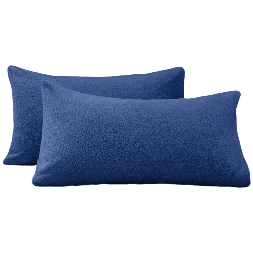 Teddy Fleece Pillowcase 2 Pack - Blue image