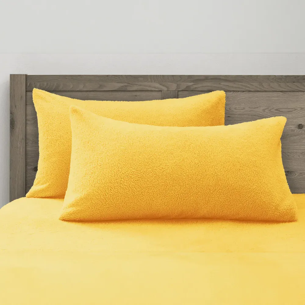 Teddy Fleece Pillowcase 2 Pack - Orange