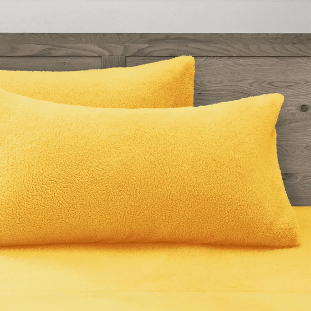 Teddy Fleece Pillowcase 2 Pack - Orange
