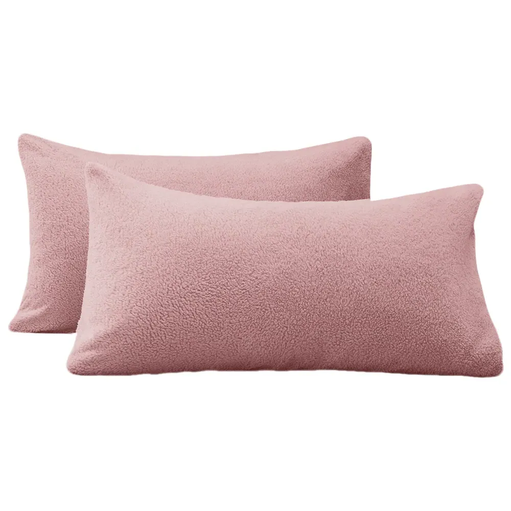 Teddy Fleece Pillowcase 2 Pack - Pink