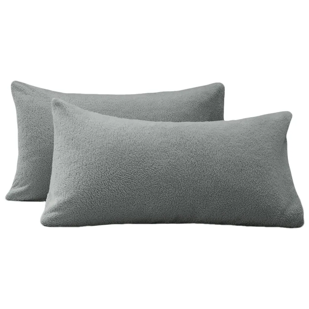 Teddy Fleece Pillowcase 2 Pack - Silver
