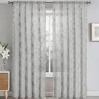 Tufted Mariella Sheer Voile Panel Curtain - Grey, Polyester