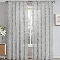 Tufted Mariella Sheer Voile Panel Curtain - Grey, Polyester