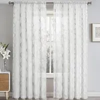 Tufted Mariella Sheer Voile Panel Curtain - White, Polyester