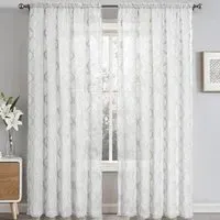 Tufted Mariella Sheer Voile Panel Curtain - White, Polyester