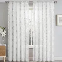 Tufted Mariella Sheer Voile Panel Curtain - White, Polyester