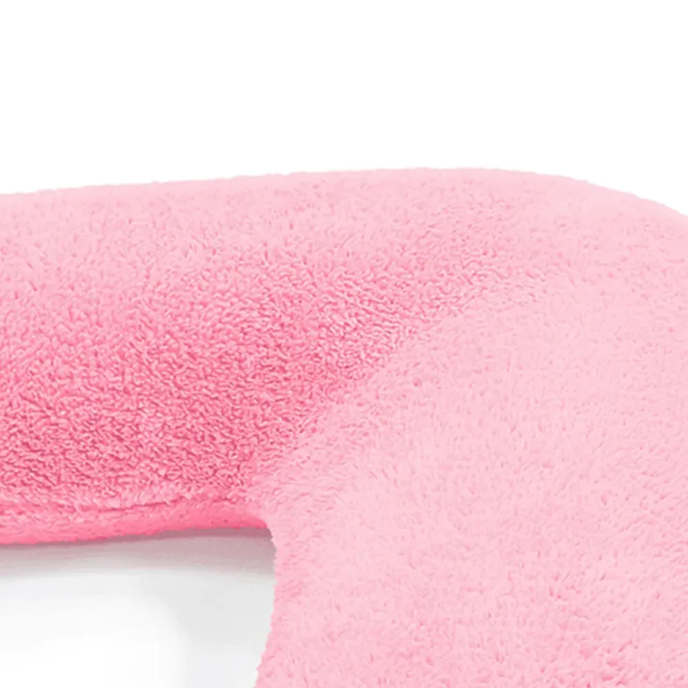 V Shape Pillow with Button Closure - Blush Pink, Teddy Fleece