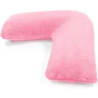 V Shape Pillow with Button Closure - Blush Pink, Teddy Fleece