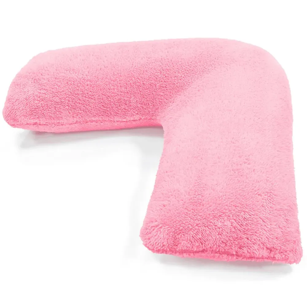 V Shape Pillow with Button Closure - Blush Pink, Teddy Fleece image
