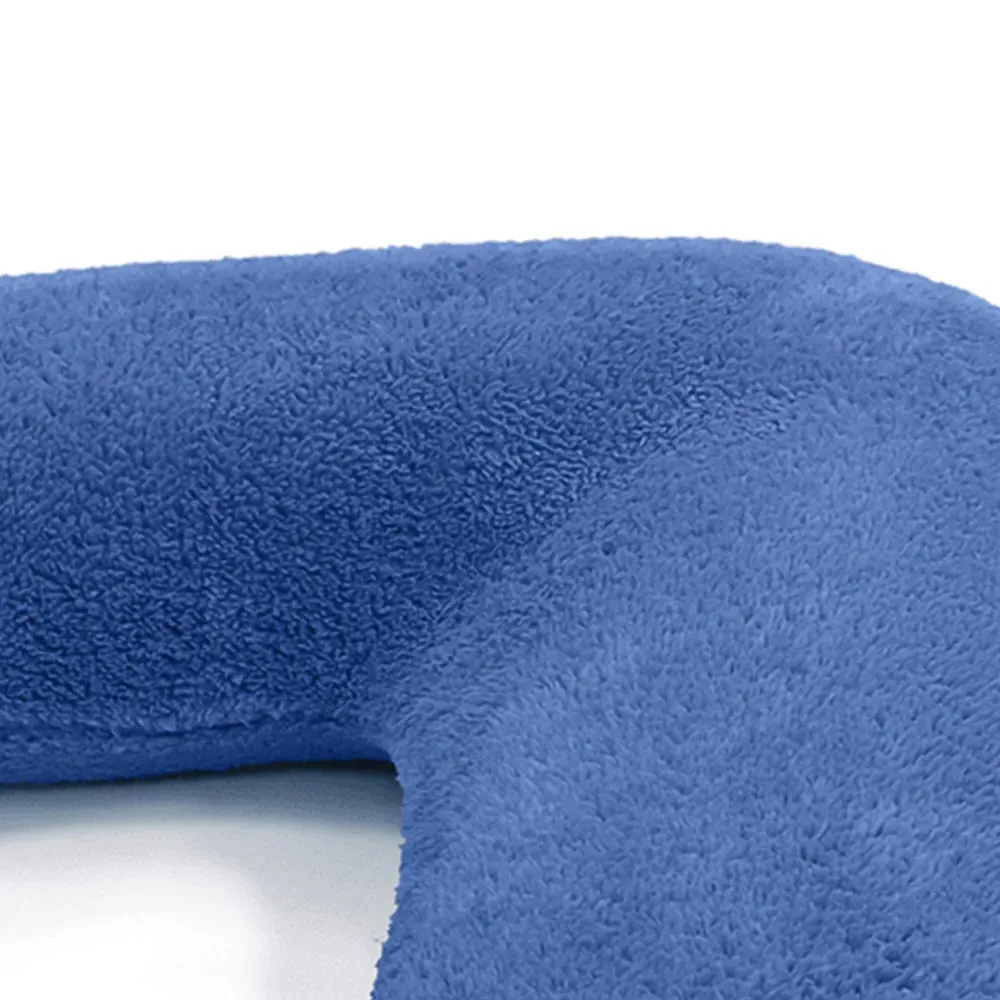 V Shape Pillow with Button Closure - French Blue, Teddy Fleece