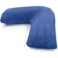 V Shape Pillow with Button Closure - French Blue, Teddy Fleece