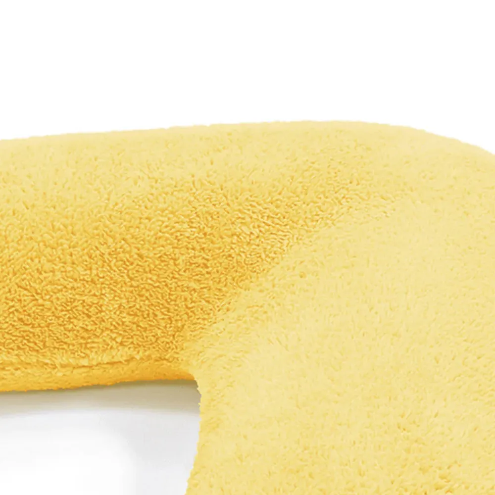 V Shape Pillow with Button Closure - Ochre, Teddy Fleece