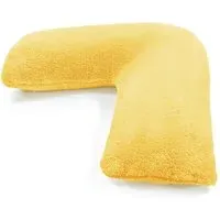 V Shape Pillow with Button Closure - Ochre, Teddy Fleece