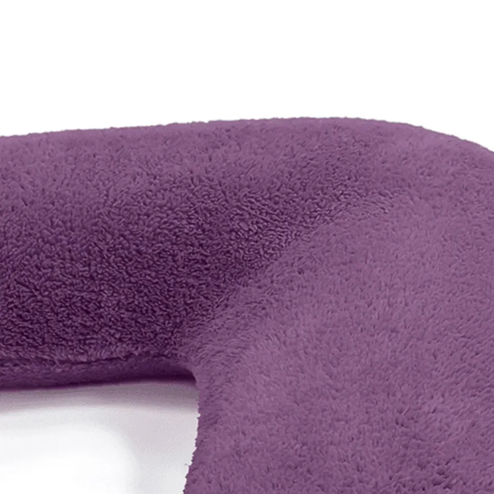 V Shape Pillow with Button Closure - Purple, Teddy Fleece