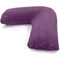V Shape Pillow with Button Closure - Purple, Teddy Fleece