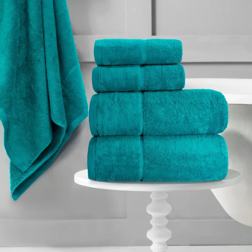 Velour Hand Towel 2 Pack - Green, Cotton