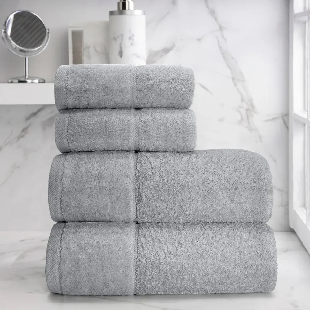 Velour Hand Towel 2 Pack - Grey, Cotton