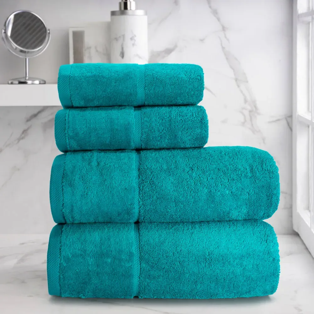 Velour Plush Bath Towel 2 Pack - Green, Cotton