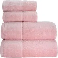 Velour Plush Bath Towel Set of 2 - Pink, Cotton