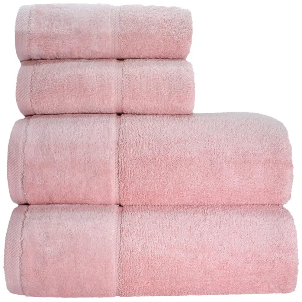 Velour Plush Bath Towel Set of 2 - Pink, Cotton