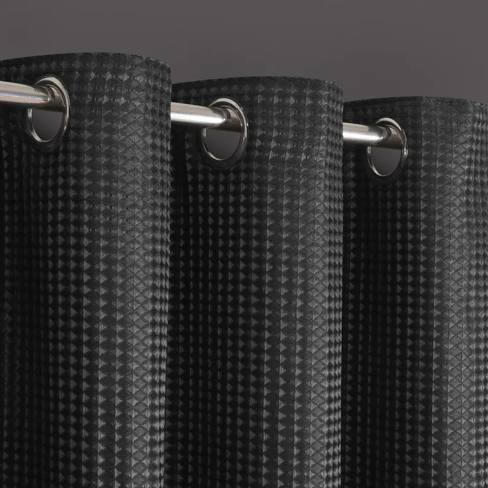 Waffle Blackout Curtains - Charcoal