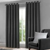 Waffle Blackout Curtains - Charcoal