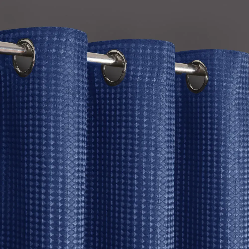Waffle Blackout Curtains - Navy Blue