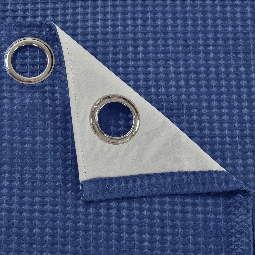 Waffle Blackout Curtains - Navy Blue