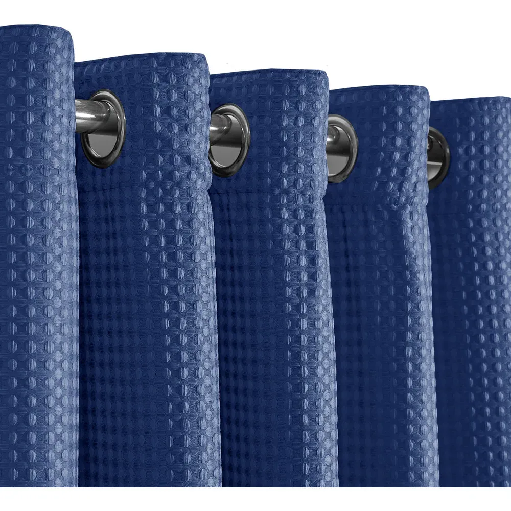 Waffle Blackout Curtains - Navy Blue