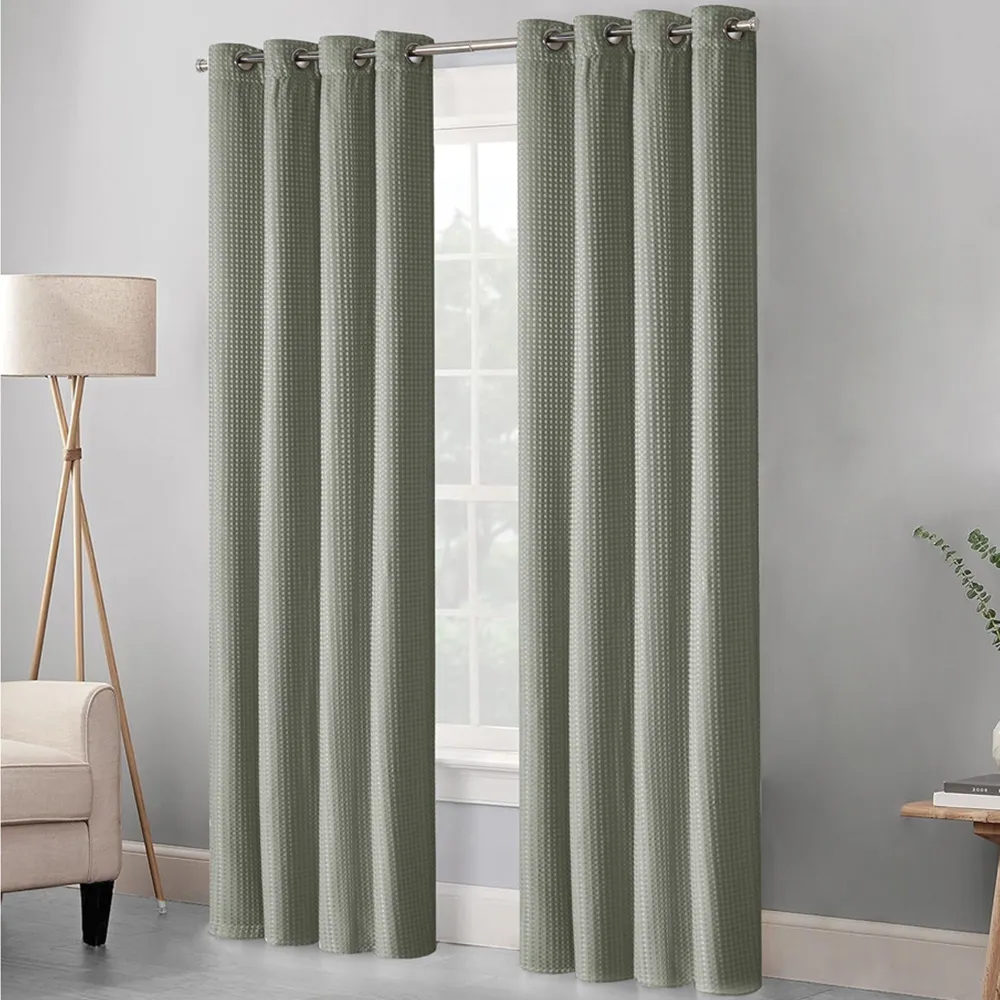 Waffle Blackout Curtains - Sage
