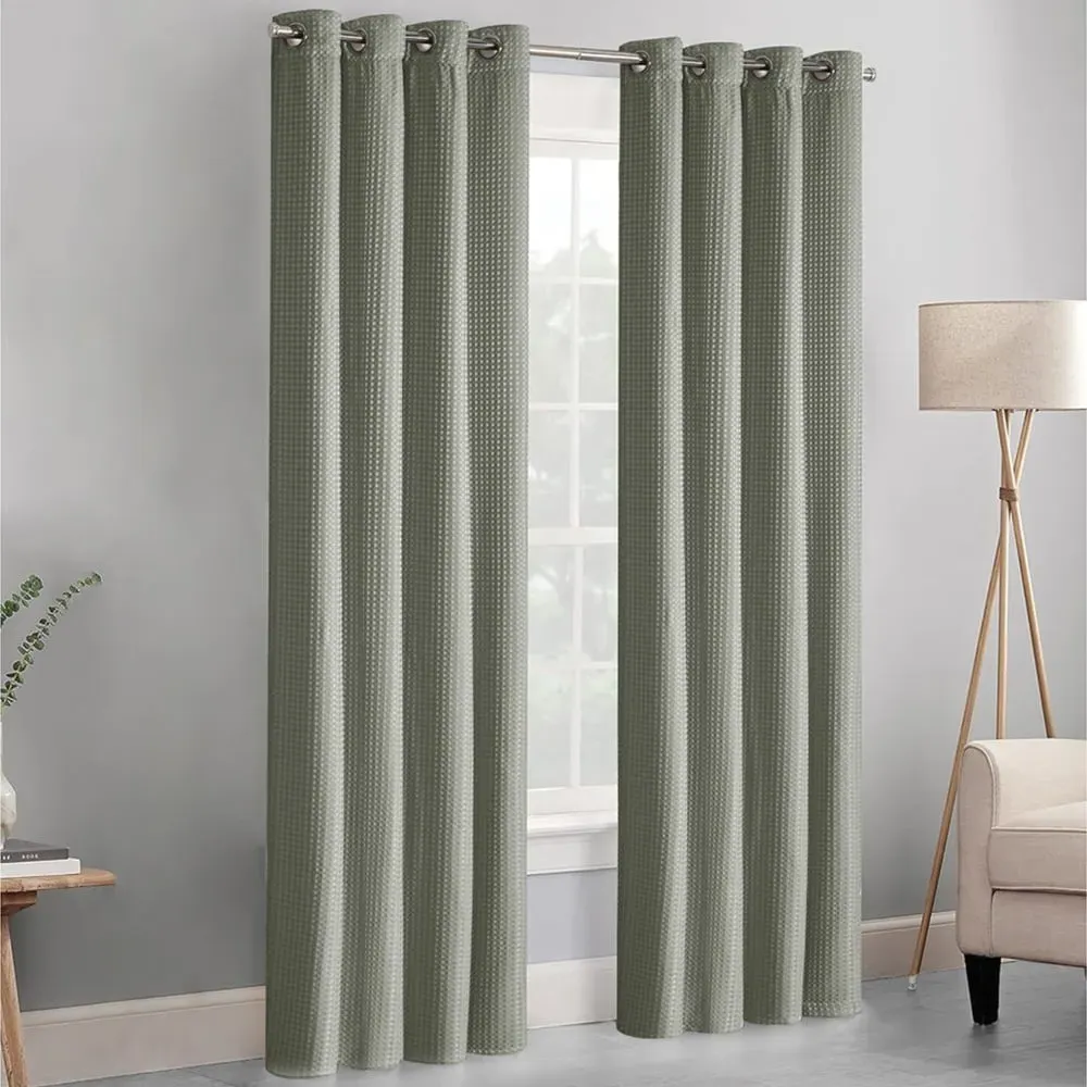 Waffle Blackout Curtains - Sage
