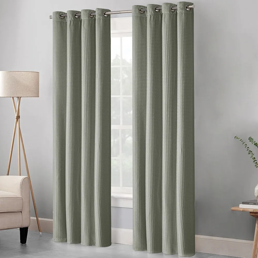 Waffle Blackout Curtains - Sage