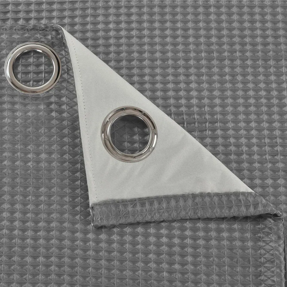 Waffle Blackout Curtains - Silver